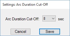 Arc Duration Cut-Off popup